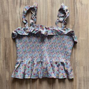 J. Crew Multicolor Floral Smocked Blouse